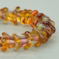 4 Point Bellflower (6x9mm) Amber Turquoise Purple Mix Transparent Opaque