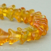 4 Point Bellflower (6x9mm) Amber Turquoise Transparent Opaque
