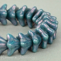 5 Point Bellflower (6x9mm) Turquoise Opaque with Purple Luster