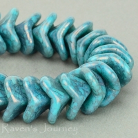 Large Bellflower (12x9mm) Turquoise Opaque with Purple Spot Luster