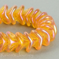 Large Bellflower (12x9mm) Amber Transparent with Rainbow Luster