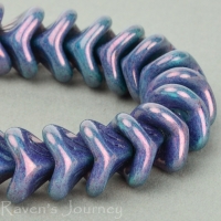 Large Bellflower (12x9mm) Turquoise Opaque with Purple Luster