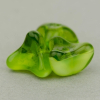 3 Point Bellflower (5x7mm) Olivine Transparent and White Opaque Mix