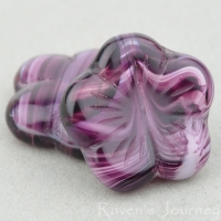 Flat Flower (14mm) Purple White Stripe Mix Transparent Opaque