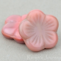 Flat Flower (14mm) Pink and Green (Vaseline) Silk Mix
