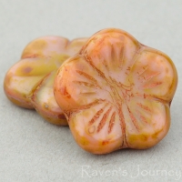 Flat Flower (14mm) Pink Olivine Mix Silk Transparent with Picasso