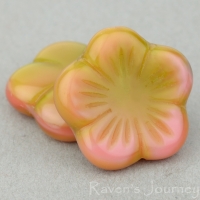 Flat Flower (14mm) Pink Olivine Mix Silk Transparent