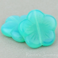 Flat Flower (14mm) Aqua Green (Vaseline) Opaline