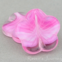 Flat Flower (14mm) Pink, Crystal, White Stripe Mix Opaque Transparent