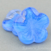 Flat Flower (14mm) Sapphire, Crystal, White Stripe Mix Opaque Transparent