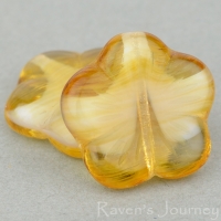 Flat Flower (14mm) Amber, Crystal, White Stripe Mix Opaque Transparent