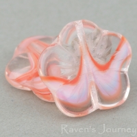 Flat Flower (14mm) Orange, Crystal, White Stripe Mix Opaque Transparent