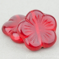 Flat Flower (14mm) Red Ruby Transparent