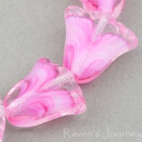 Lily (10x10mm) Pink Crystal Mix Transparent Opaque with White Stripe