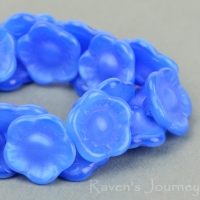 Button Flower (12x6mm) Denim Blue Silk