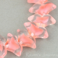 Art Deco Flower (7x14mm) Pink with White Core Transparent Opaque
