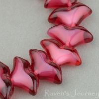 Art Deco Flower (7x14mm) Fuchsia with White Core Transparent Opaque