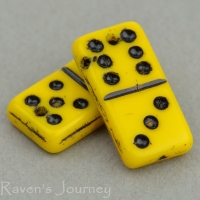 Domino (14x7mm) Yellow Opaque with Black Wash