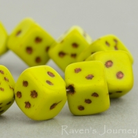 Dice (8mm) Gaspeite Opaque with Bronze Wash