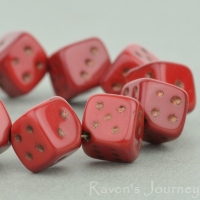 Dice (8mm) Red Opaque with Bronze Wash