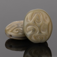 Oval with Carved Swirl (16X14mm) Golden Grey Silk