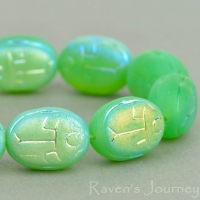 Scarab (14x10mm) Green Opaline Matte with AB
