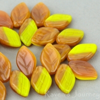 Medium Leaf (12x8mm) Yellow Caramel Brown Mix Opaque Transparent