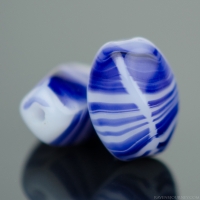 Twist Oval (10x6mm) Cobalt and White Opaque Stripe Mix