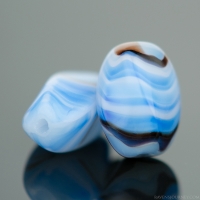 Twist Oval (10x6mm) Turquoise, White, and Brown Opaque Stripe Mix