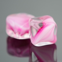 Diagonal Hole Cube (9x7mm) Pink, Crystal Transparent, and White Opaque Mix