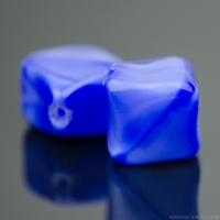 Diagonal Hole Cube (9x7mm) Blue Silk