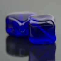 Diagonal Hole Cube (9x7mm) Cobalt Blue Transparent