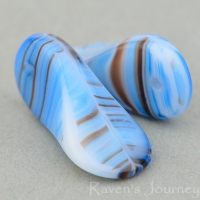 Duckbill (9x18mm) Sapphire Blue White Mix Opaque with Brown Stripe