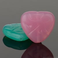 Triangle Heart with Carved Design (17x18mm) Mixed Beads Aqua, Purple, Pink Opaque and Opaline