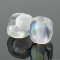 Cube Spacer (4mm) Crystal Transparent with Aurora Borealis Finish