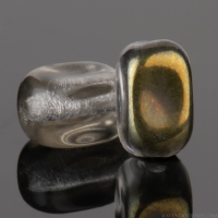 Four Sided Rice Bead (6x4mm) Crystal Transparent with Golden Orange Vitral Half Coat Finish
