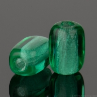 Four Sided Rice Bead (5x3mm) Emerald Green Transparent