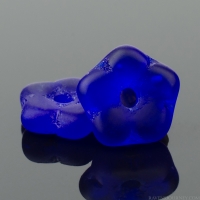 Center Drilled Flat Flower Spacer (5x2mm) Blue Cobalt Transparent  Matte