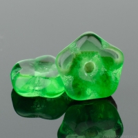 Center Drilled Flat Flower Spacer (5x2mm) Green Emerald Transparent