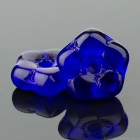 Center Drilled Flat Flower Spacer (5x2mm) Blue Cobalt Transparent