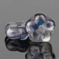 Center Drilled Flower Spacer (7x3mm) Crystal Trransparent with Blue Metallic Luster Half Coat