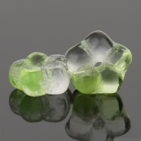 Center Drilled Flower Spacer (7x3mm) Light Green and Crystal Transparent Mix