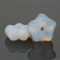 Center Drilled Flower Spacer (7x3mm) White Opaline