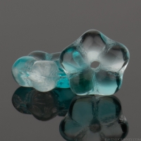 Center Drilled Flower Spacer (7x3mm) Aqua and Crystal Transparent Mix