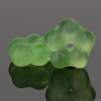 Center Drilled Flower Spacer (7x3mm) Light Green Transparent Mix Matte