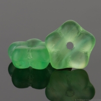 Center Drilled Flower Spacer (7x3mm) Olivine and Green Transparent Mix Matte