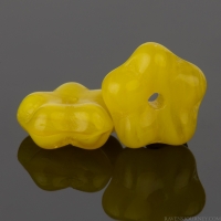 Center Drilled Flower Spacer (9x4mm) Yellow Transparent and Yellow Opaque Mix
