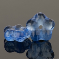Center Drilled Flower Spacer (9x4mm) Dark Sapphire and Crystal Transparent Mix