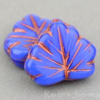 Maple Leaf (13x11mm) Blue Silk with Copper Wash