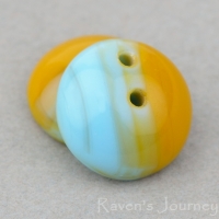 Two Hole Piggy Bead (8x4mm) Turquoise Blue Mustard Mix Opaque